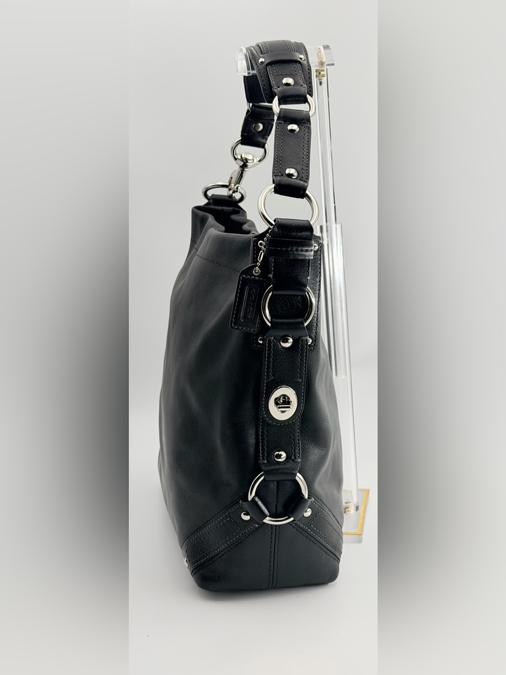 VINTAGE Y2K Coach Black Leather Carly Large Hobo Bag (Style 10616) - Picture 5 of 9
